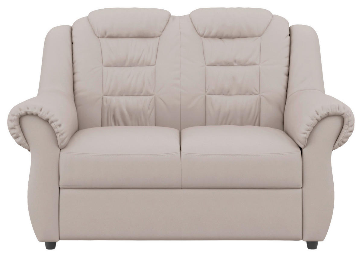 2-SITZER-SOFA in Lederlook Hellgrau  - Hellgrau/Schwarz, Konventionell, Kunststoff/Textil (145/102/101cm) - Livetastic