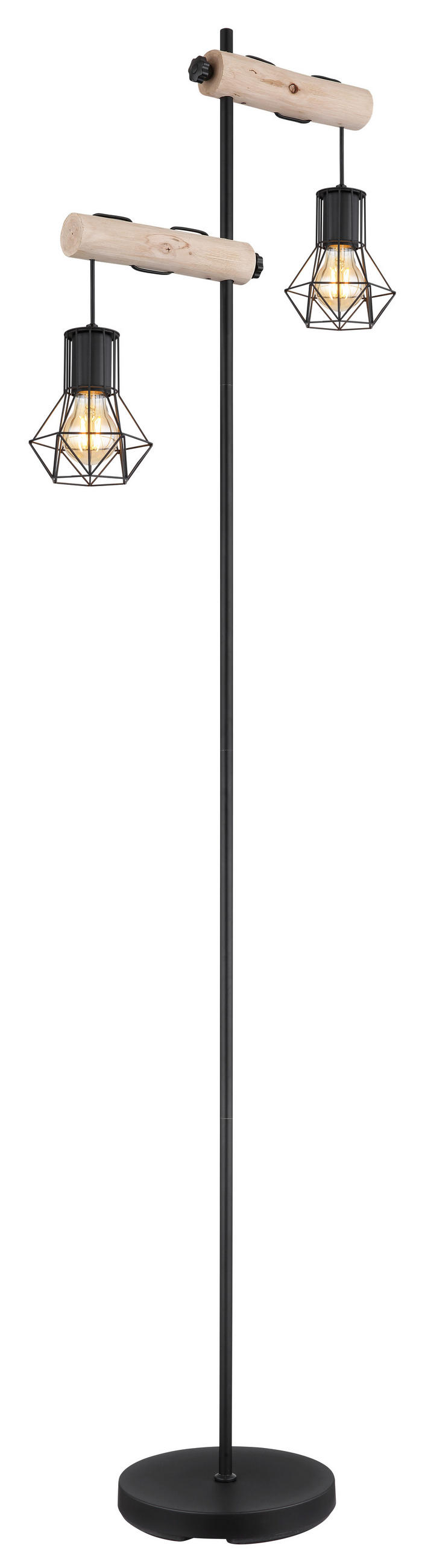 STEHLEUCHTE 48/25/168 cm    - Schwarz/Naturfarben, Natur, Holz/Metall (48/25/168cm) - Globo