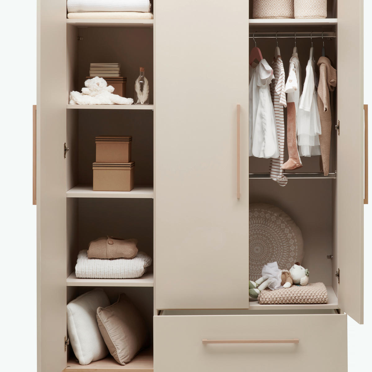 BABYKLEIDERSCHRANK MALIO Beige  - Beige, Basics, Holzwerkstoff (123,5/202,9/55,6cm) - Paidi