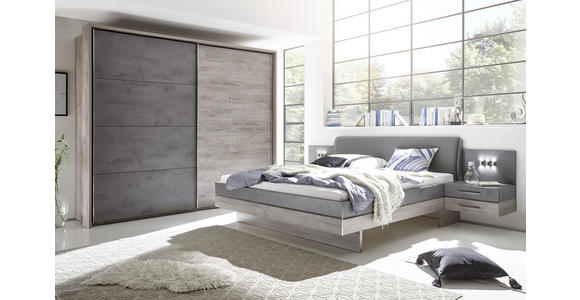 BETTANLAGE 180/200 cm in Grau, Eichefarben - Eichefarben/Grau, Design, Holzwerkstoff/Textil (180/200cm) - Venda