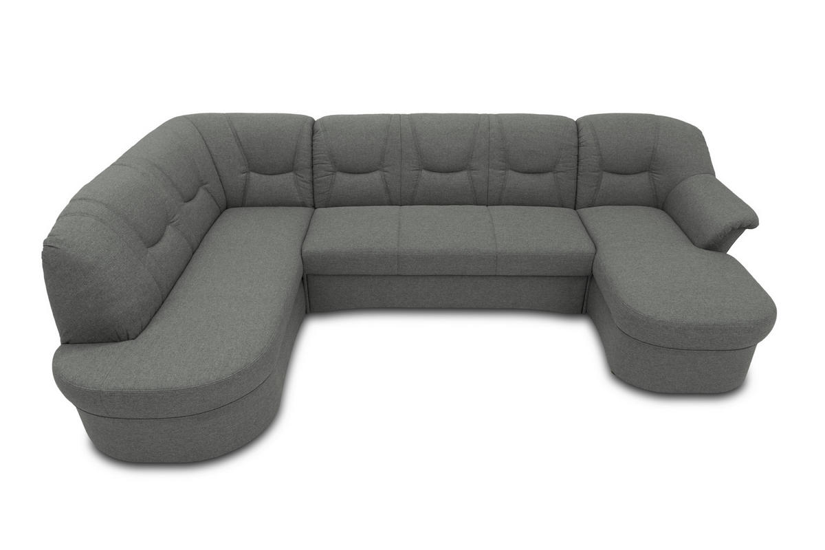 WOHNLANDSCHAFT Grau Mikrofaser  - Schwarz/Grau, KONVENTIONELL, Kunststoff/Textil (180/295/146cm) - MID.YOU