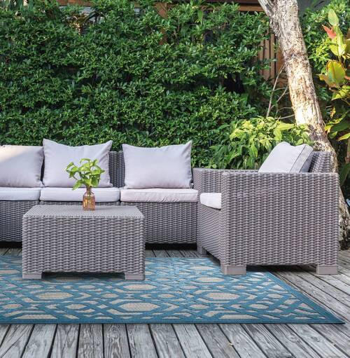OUTDOORTEPPICH 200/290 cm Piatto Blau  - Blau, Basics, Textil (200/290cm)