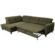 ECKSOFA in Webstoff Olivgrün  216/297 cm  - Schwarz/Olivgrün, Design, Holz/Textil (216/297cm) - Xora