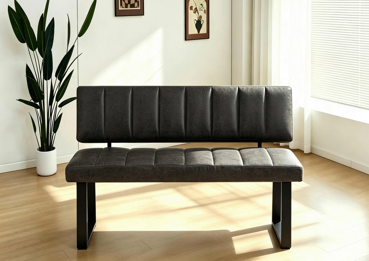 SITZBANK 140/88/60 cm Mikrofaser Grau, Schwarz  - Schwarz/Grau, KONVENTIONELL, Textil/Metall (140/88/60cm) - Landscape