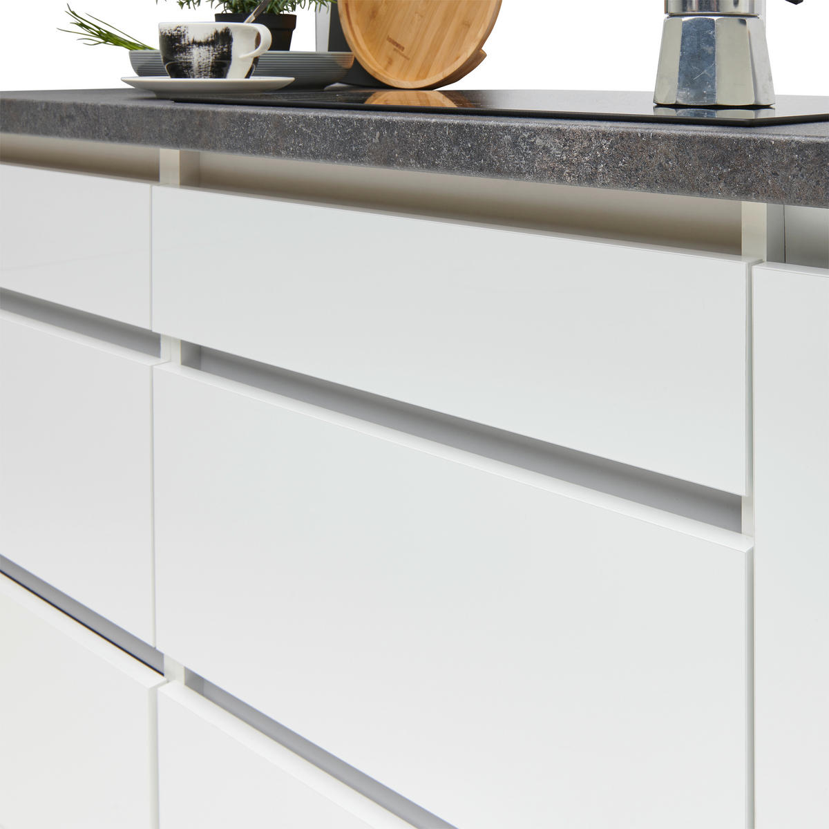 KÜCHENBLOCK 280 cm   in Weiss  - Weiss/Grau, Modern, Holzwerkstoff (280cm) - Respekta