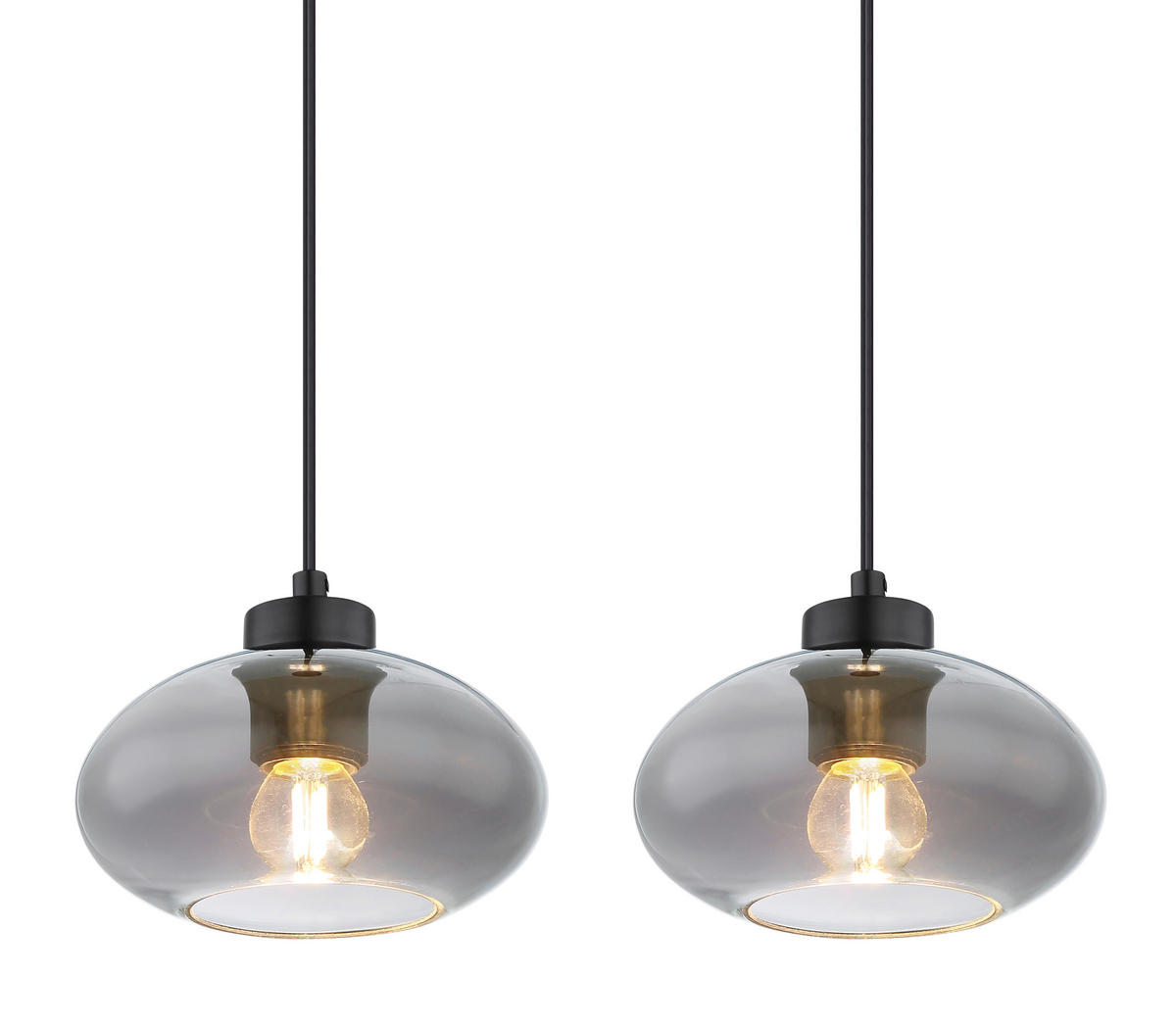 HÄNGELEUCHTE 96/18/120 cm  - Schwarz/Grau, Basics, Glas/Kunststoff (96/18/120cm) - Globo