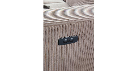 ECKSOFA Taupe Cord Rücken echt, Kopfteilverstellung, Sitzvorzug  - Taupe/Schwarz, KONVENTIONELL, Textil/Metall (170/257cm) - Carryhome