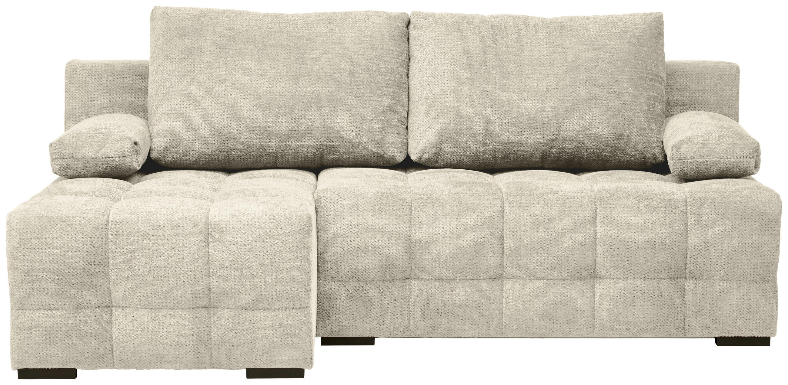 ECKSOFA Greige Chenille  - Greige/Schwarz, MODERN, Kunststoff/Textil (145/204cm) - home24