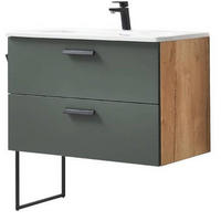 WASCHTISCHKOMBI 90 cm  - Eichefarben/Schwarz, MODERN, Keramik/Holzwerkstoff (90cm) - Celina Home