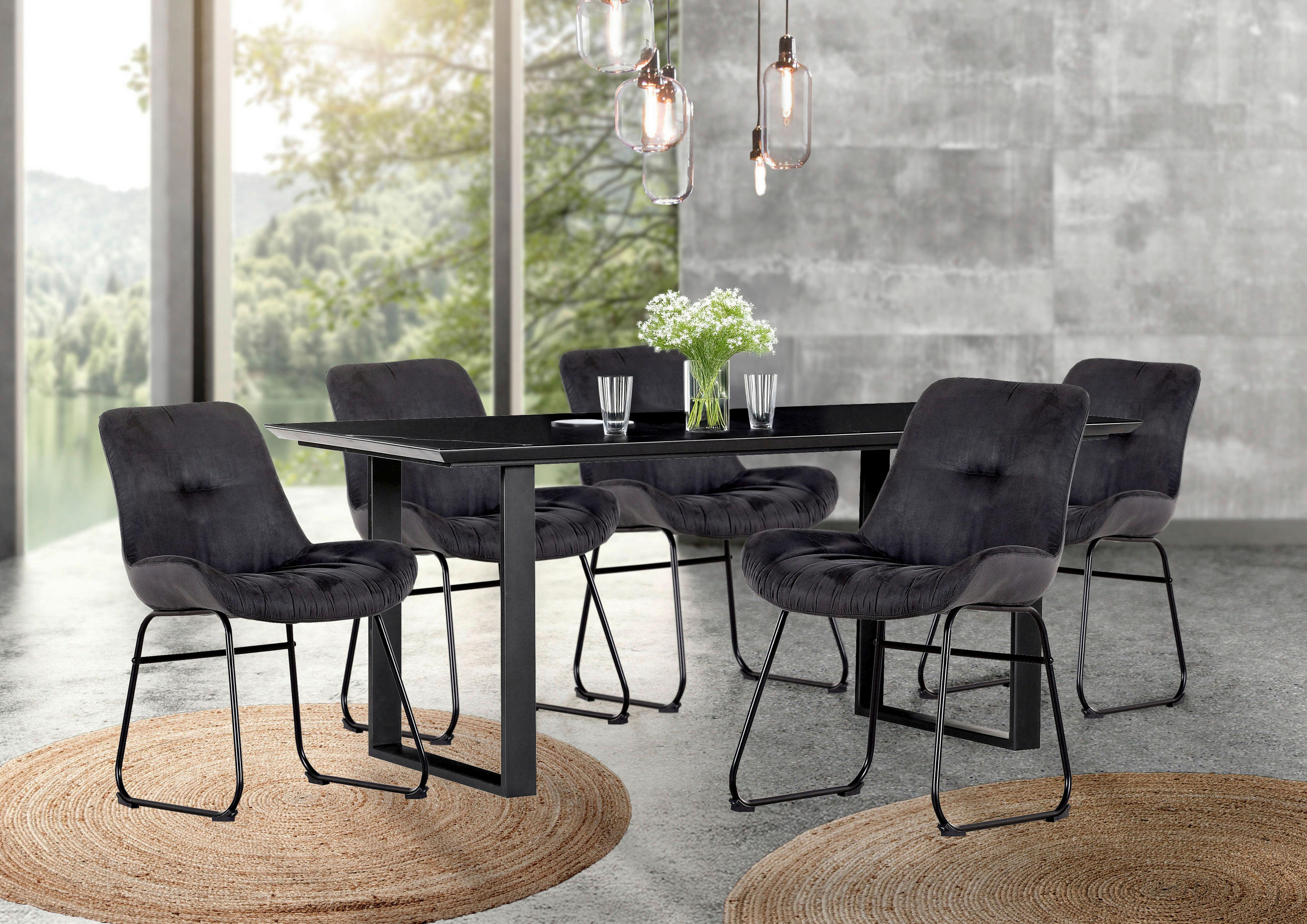 ESSTISCH in Glas, Holzwerkstoff 180/90/76 cm  - Schwarz, MODERN, Glas/Holzwerkstoff (180/90/76cm) - Livetastic