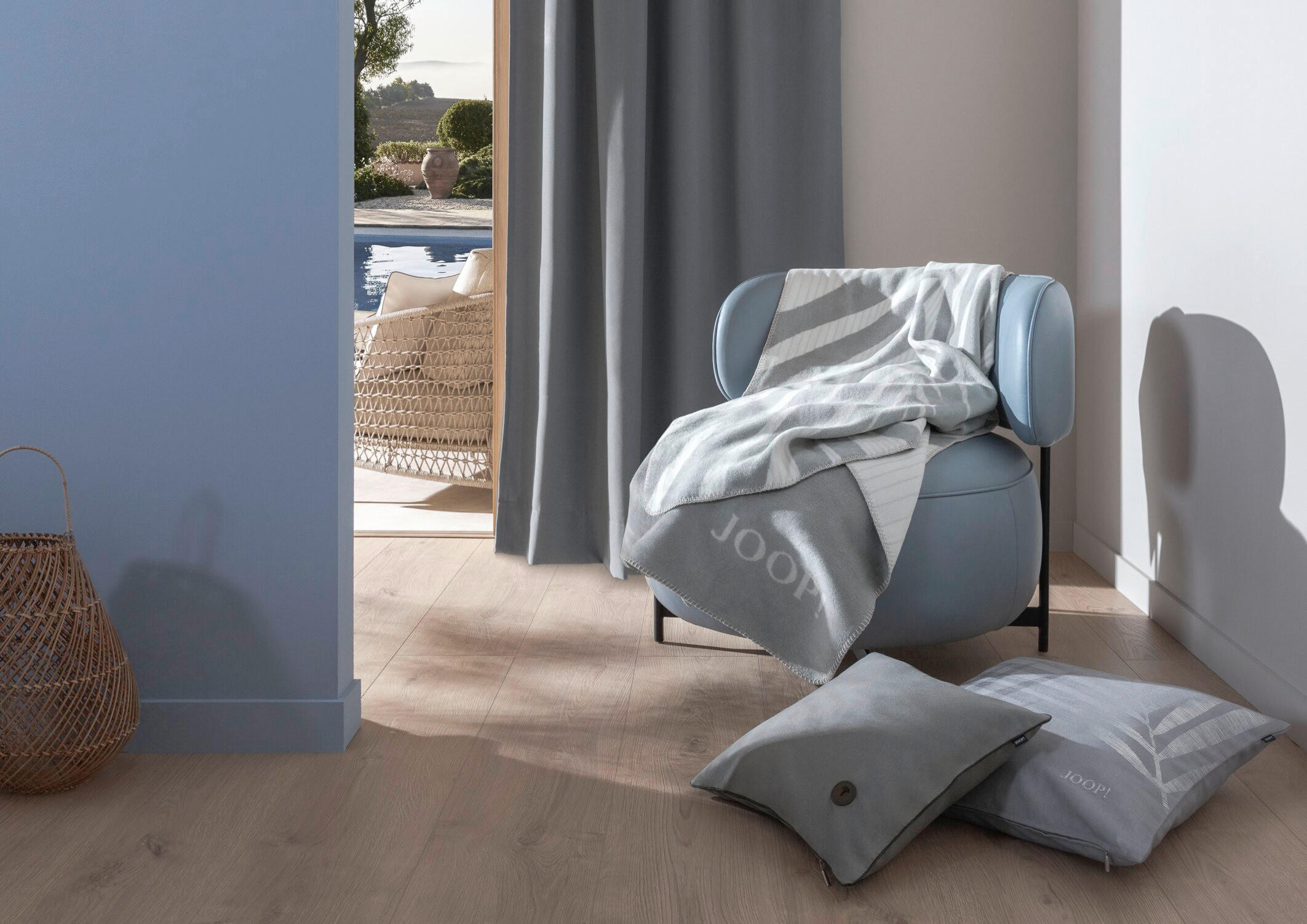 KISSENHÜLLE J!Fine-Leaf 50/50 cm  - Anthrazit/Silberfarben, Basics, Textil (50/50cm) - Joop!