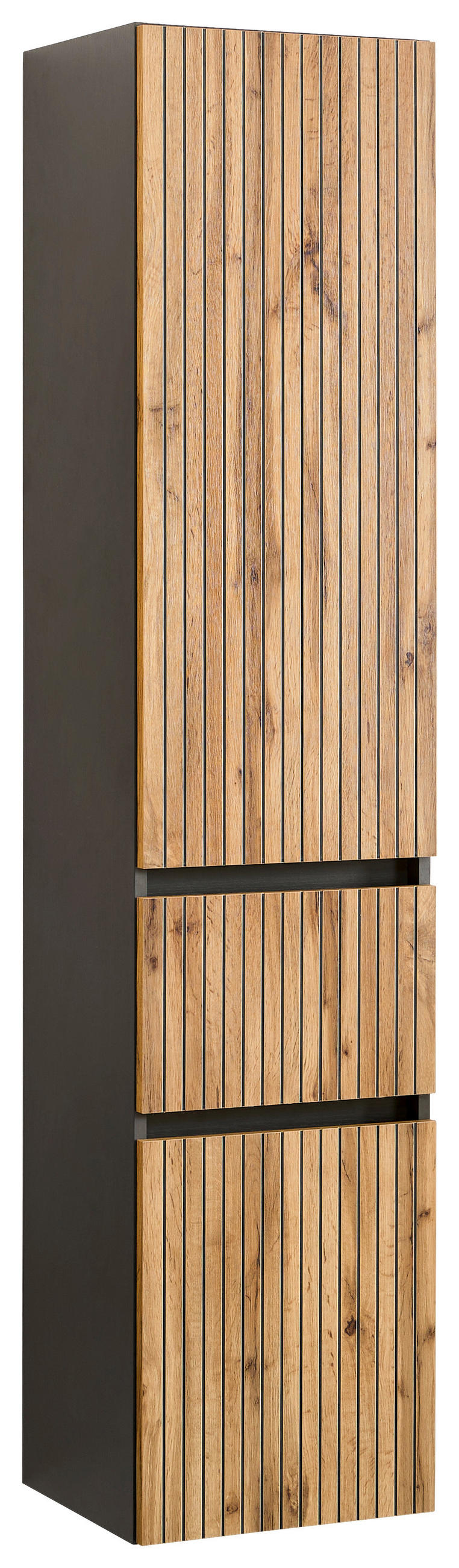 HOCHSCHRANK 40/180/35 cm  - Eiche Wotan/Graphitfarben, Natur, Holzwerkstoff/Kunststoff (40/180/35cm) - Xora