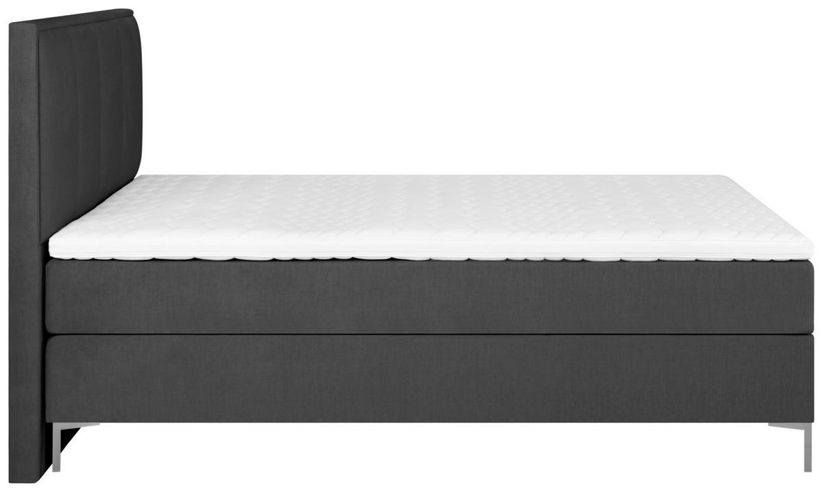 BOXSPRINGBETT 180/200 cm  in Dunkelgrau  - Dunkelgrau/Alufarben, MODERN, Textil (180/200cm) - MID.YOU