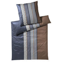 POVLEČENÍ, makosatén, modrá, hnědá, tmavě modrá, 135/200 cm  - modrá/hnědá, Design, textil (135/200cm) - Joop!
