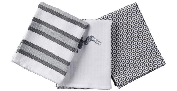 GESCHIRRTUCH-SET 3-teilig Grau  - Grau, KONVENTIONELL, Textil (45/70cm) - Esposa