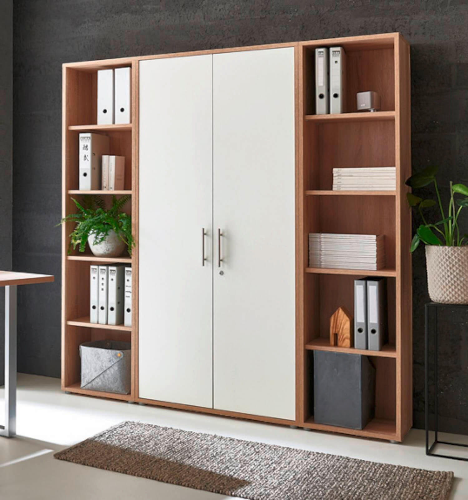 AKTENSCHRANK 173/186/33 cm  - Weiß/Sonoma Eiche, MODERN, Holzwerkstoff (173/186/33cm) - MID.YOU