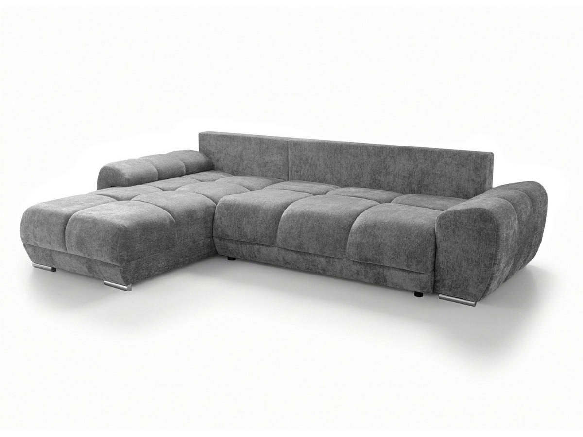 ECKSOFA  in Chenille Grau  - Chromfarben/Schwarz, KONVENTIONELL, Kunststoff/Textil (183/290cm) - Xora