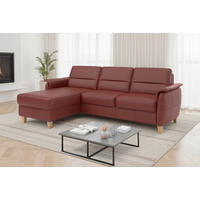 ROHOVÁ SEDAČKA, koža, červenohnedá - červenohnedá/farba duba, Basics, koža/drevo (163/244cm) - Sit & More