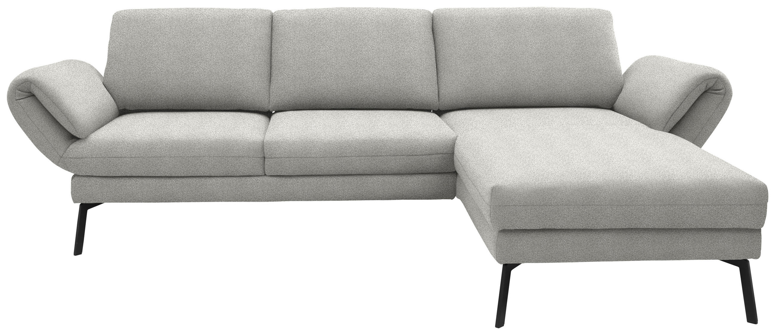 ECKSOFA  in Flachgewebe Silberfarben  255-365/175-224 cm  - Silberfarben/Schwarz, Design, Textil/Metall (255-365/175-224cm) - Dieter Knoll