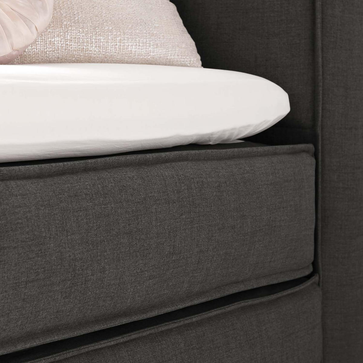 BOXSPRINGBETT 200/200 cm  in Anthrazit  - Anthrazit/Schwarz, Design, Textil (200/200cm) - home24