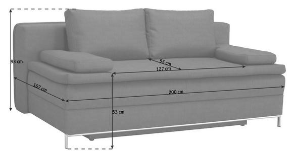 BOXSPRINGSOFA in Flachgewebe Dunkelgrau  - Chromfarben/Dunkelgrau, Design, Textil/Metall (200/93/107cm) - Novel