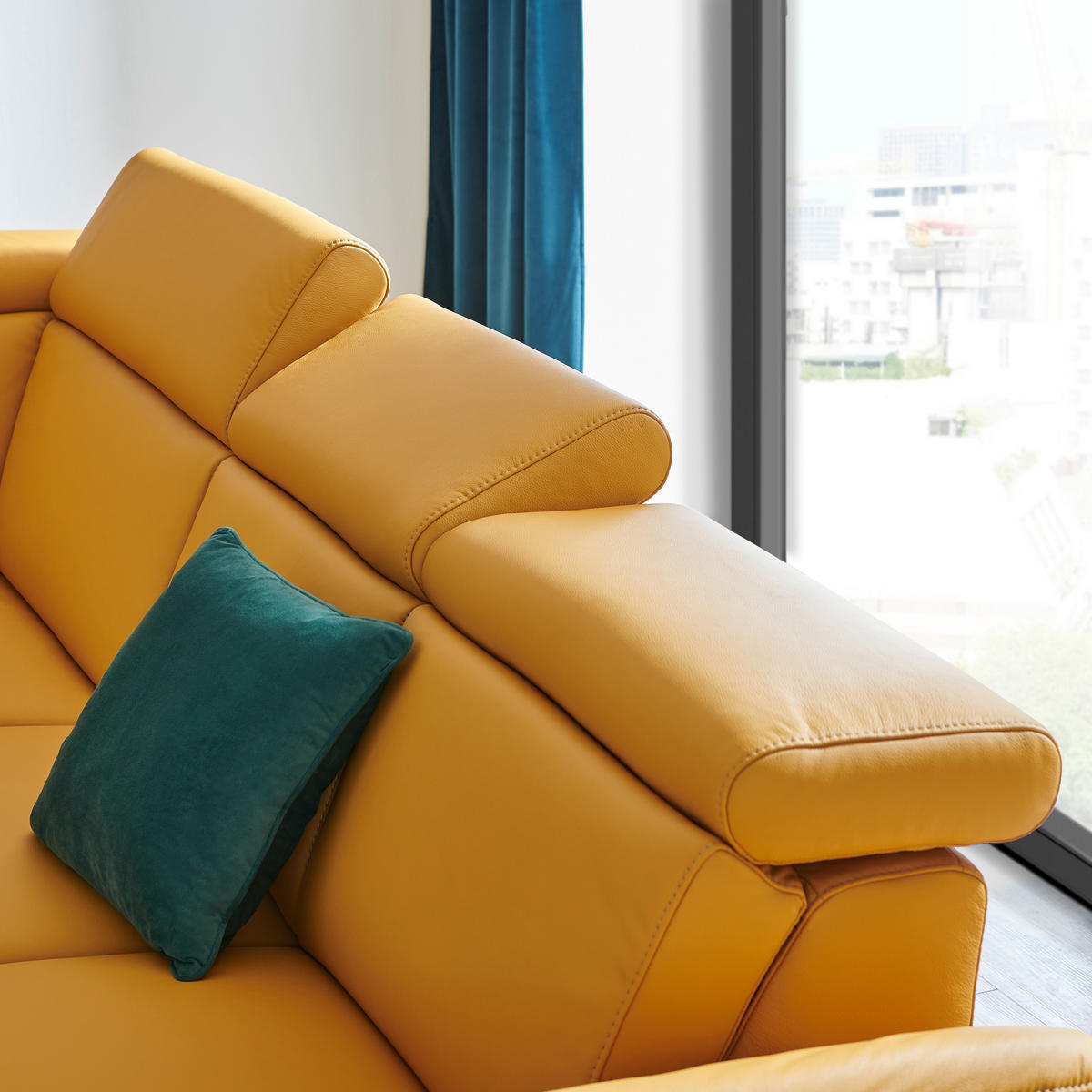 ECKSOFA in Echtleder Gelb  - Gelb/Schwarz, Design, Leder/Metall (285/239cm) - Cantus