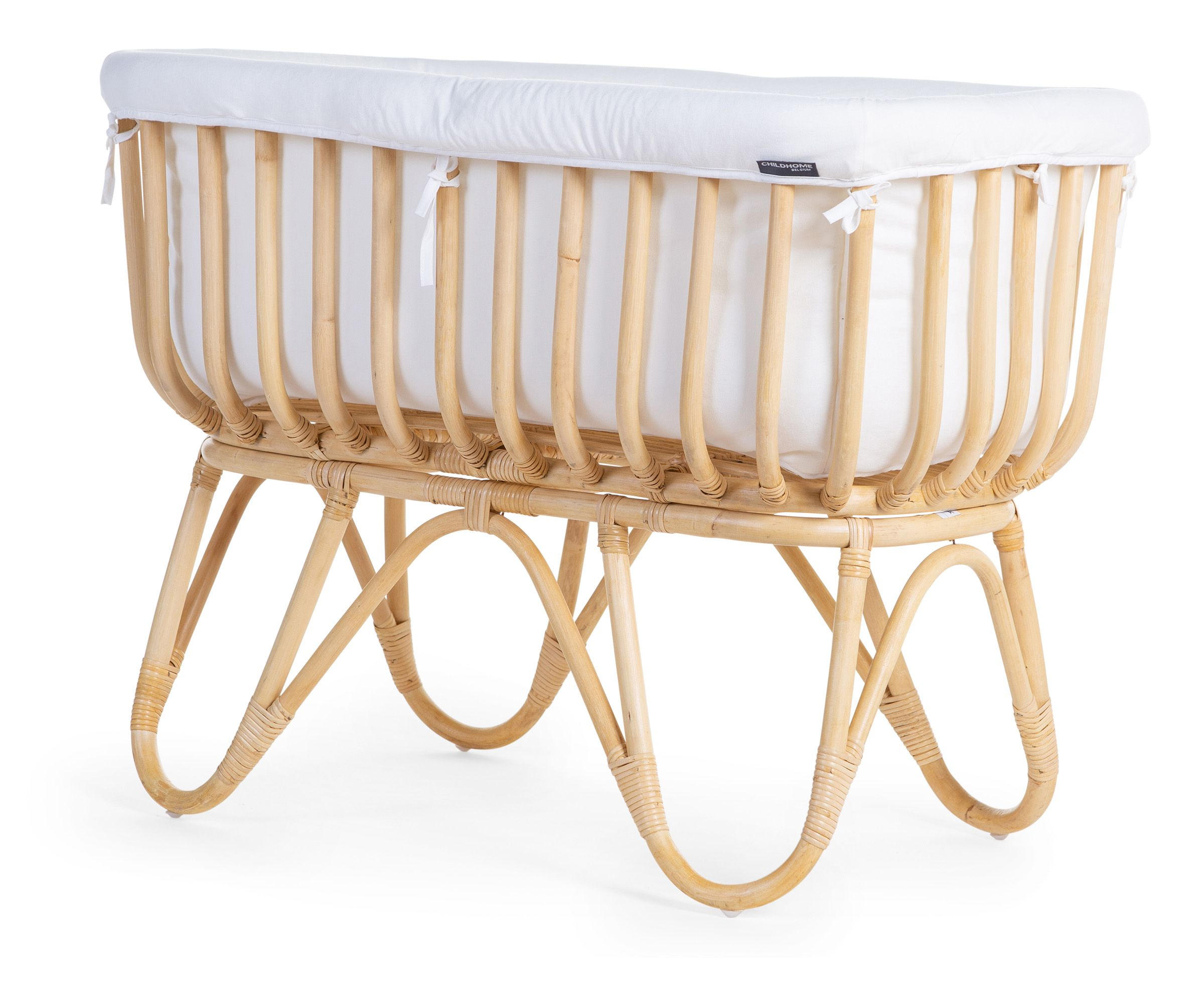 WIEGE Rattan Cradle Rectangular Rattan  Braun, Weiß  - Braun/Weiß, Design, Holz (90/50/70cm) - Childhome