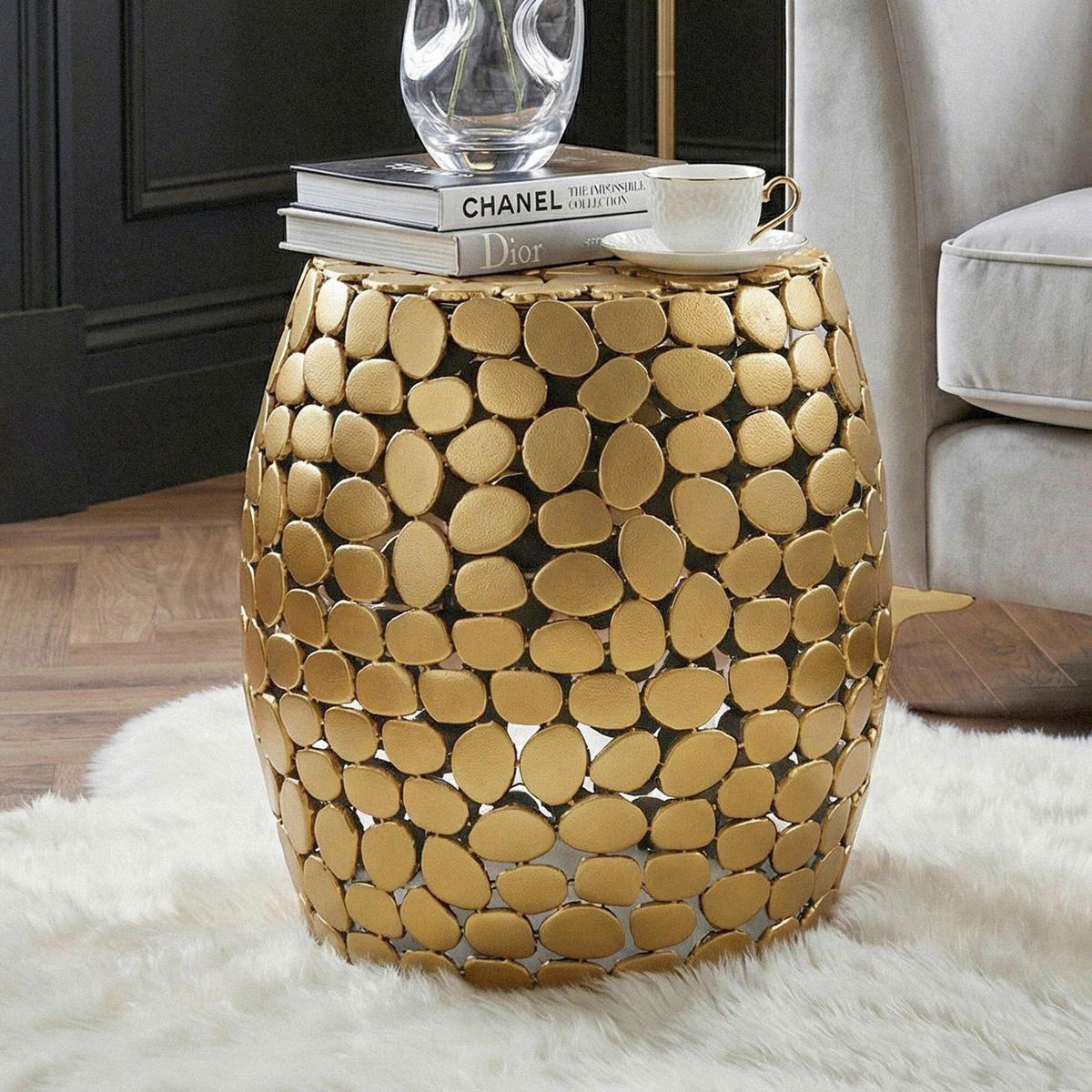 BEISTELLTISCH in Metall  - Goldfarben, Design, Metall (40/46/40cm) - Livetastic