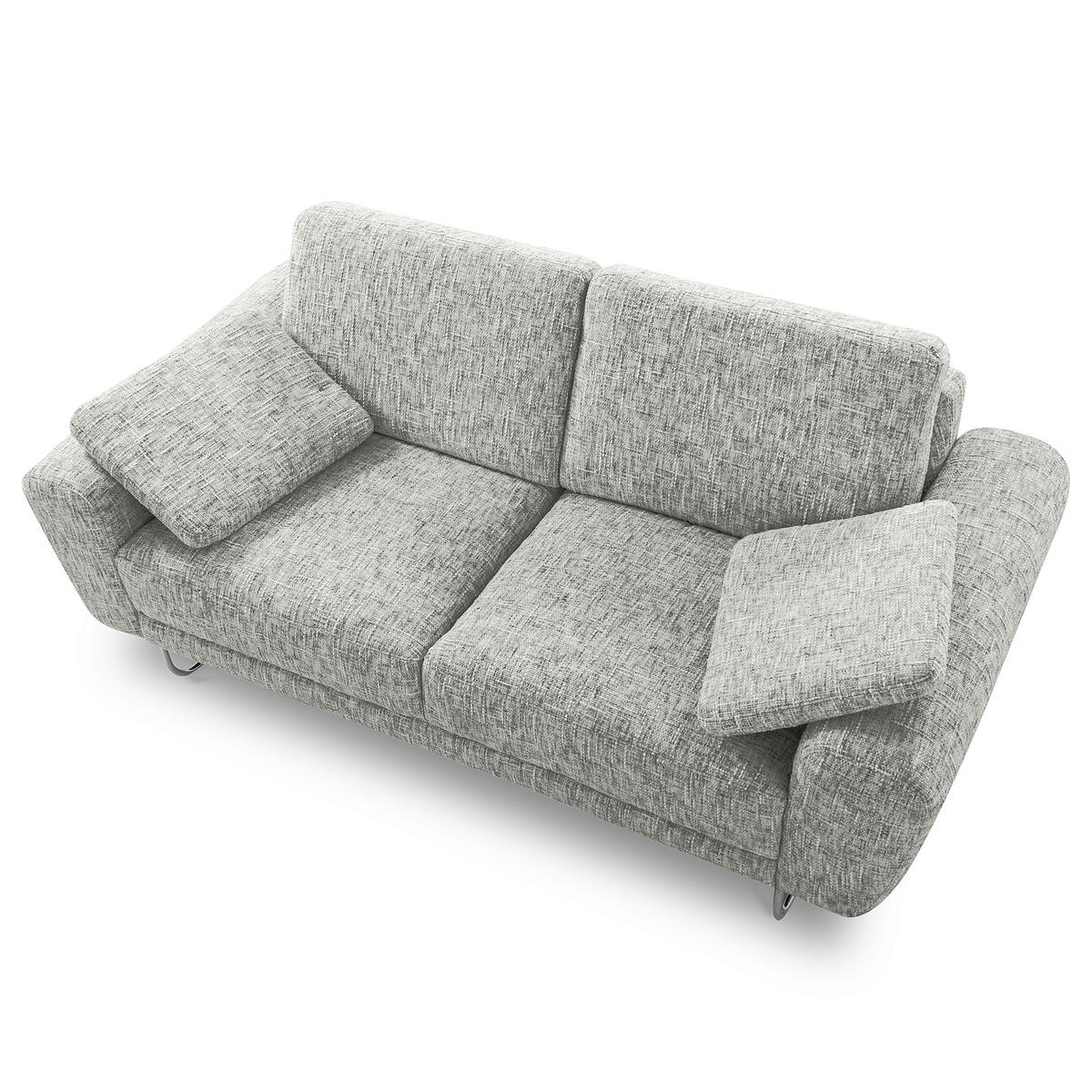 2-SITZER-SOFA SPRING in Webstoff Grau Modern  - Chromfarben/Grau, Design, Textil/Metall (157/85/92cm) - Livetastic