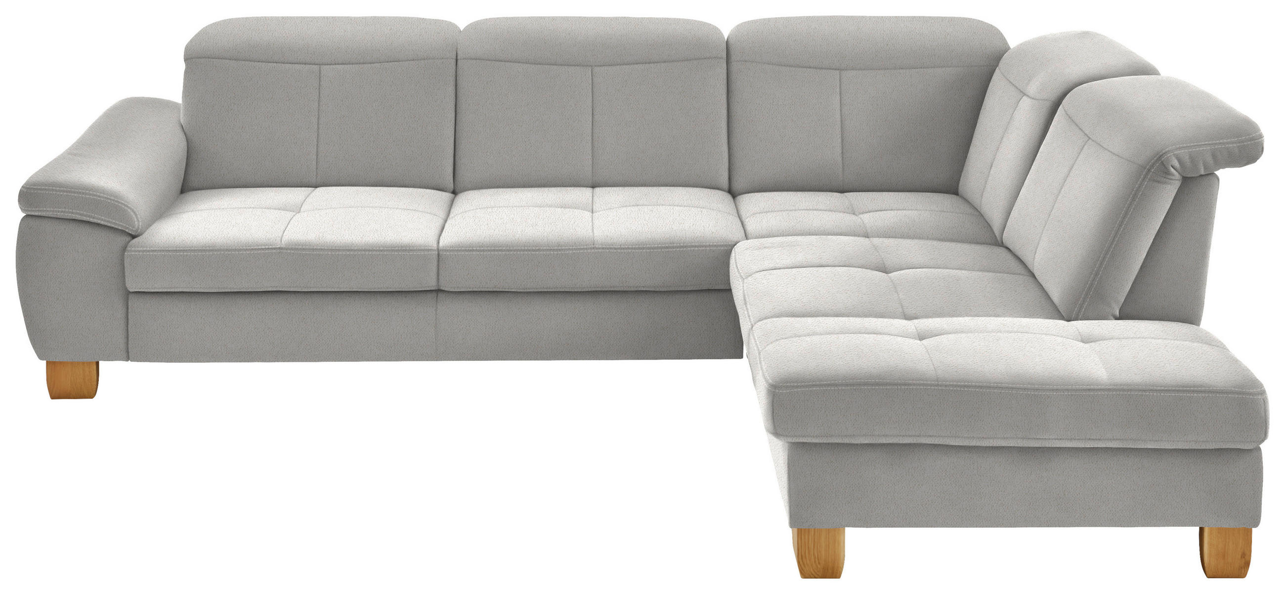 ECKSOFA in Flachgewebe Weiss  - Wildeiche/Weiss, Natur, Holz/Textil (301/243cm) - Voleo
