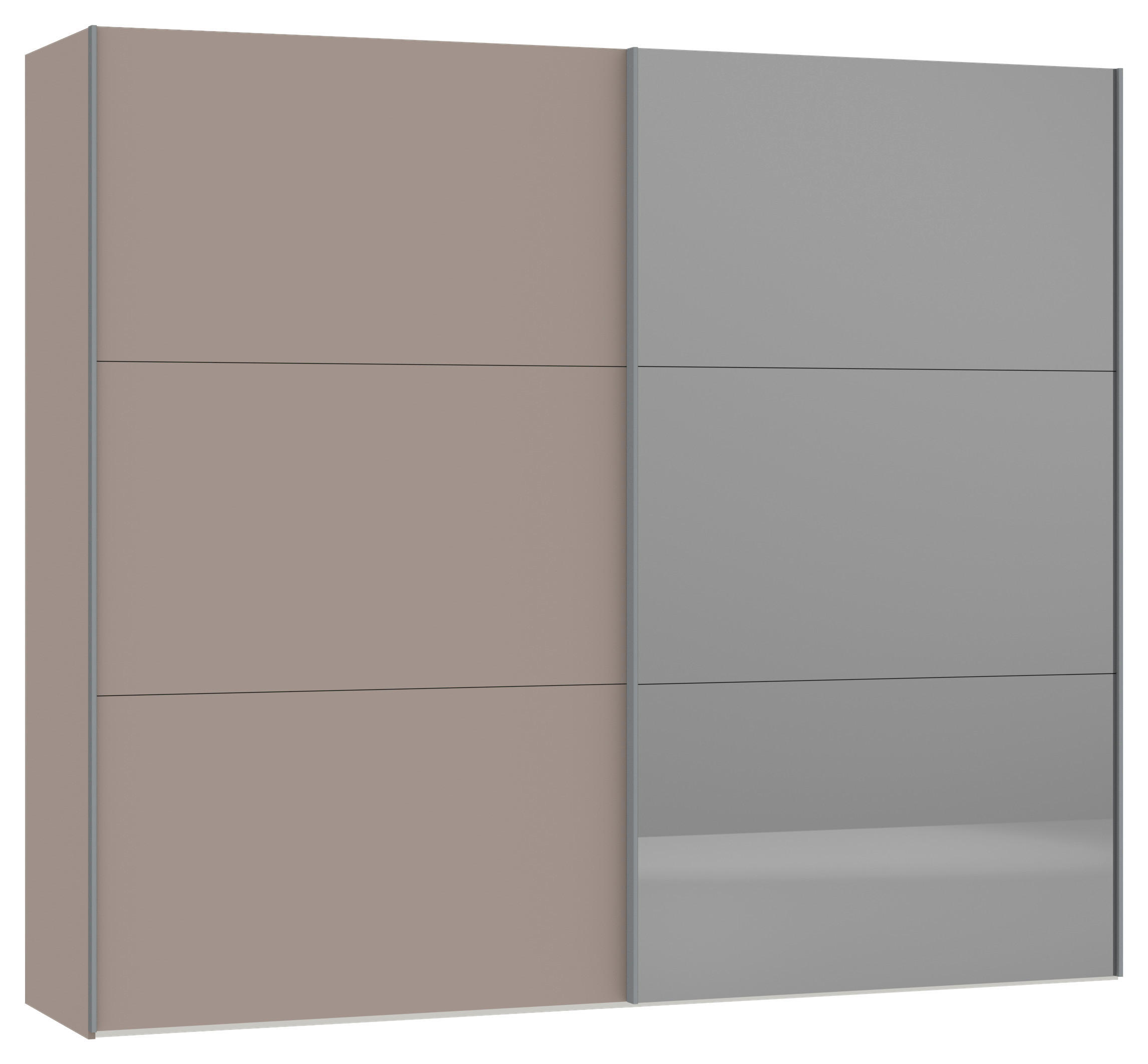 SCHWEBETÜRENSCHRANK 253/220/65 cm 2-türig Hellbraun  - Hellbraun/Silberfarben, Design, Glas/Holzwerkstoff (253/220/65cm) - Jutzler