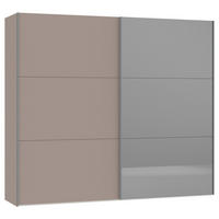 SCHWEBETÜRENSCHRANK 253/220/65 cm 2-türig Hellbraun  - Hellbraun/Silberfarben, Design, Glas/Holzwerkstoff (253/220/65cm) - Jutzler
