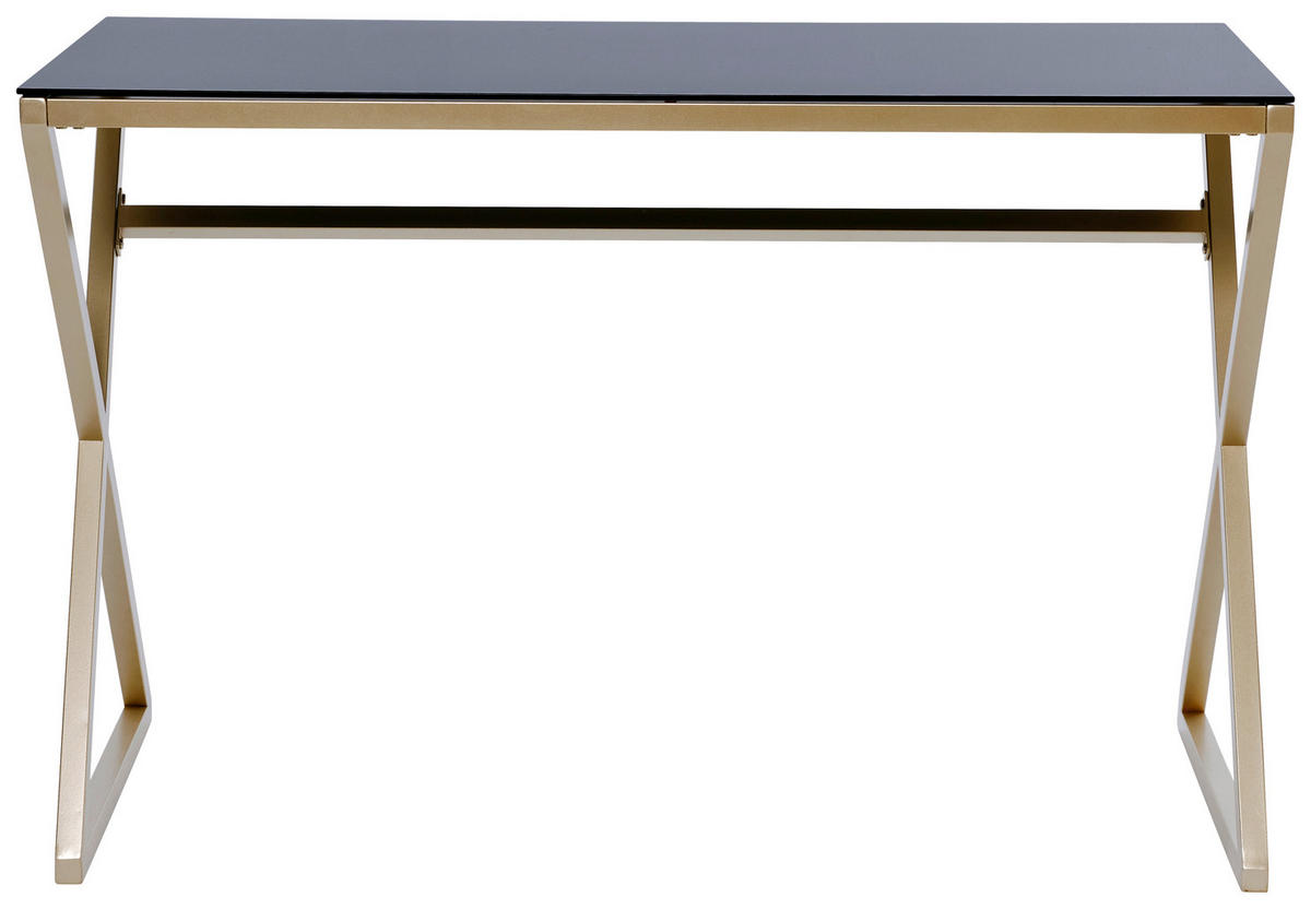 SCHREIBTISCH 110/50/72 cm  in Goldfarben, Schwarz  - Goldfarben/Schwarz, Modern, Glas/Metall (110/50/72cm) - Livetastic