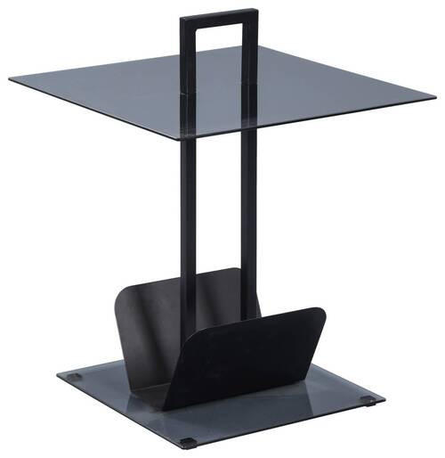 BEISTELLTISCH in Metall, Glas 50/64/50 cm  - Schwarz/Grau, KONVENTIONELL, Glas/Metall (50/64/50cm) - Livetastic