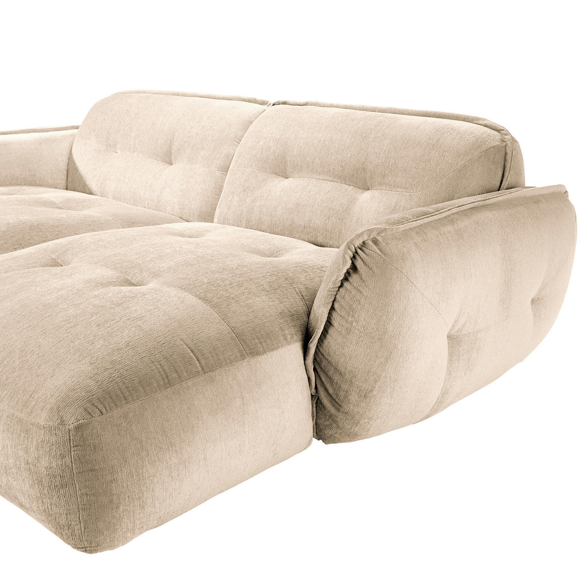 BIGSOFA in Chenille Creme  - Creme/Schwarz, Modern, Kunststoff/Textil (285/87/184cm) - Trendmanufaktur