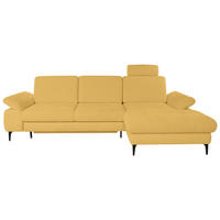 ECKSOFA ALMA Gelb Chenille  - Gelb/Schwarz, Design, Textil/Metall (285/191cm) - Livetastic