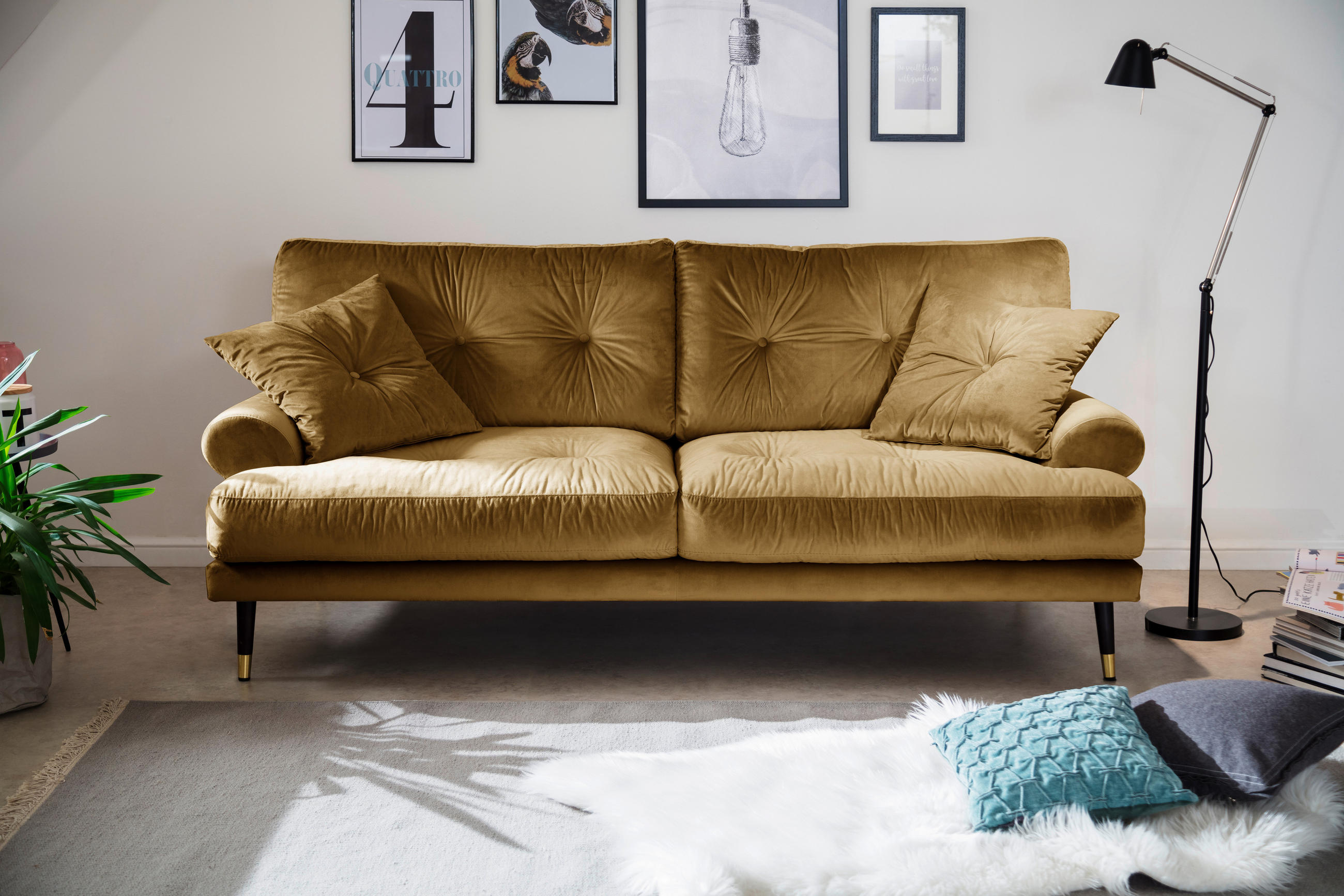 Mid.you 2-Sitzer-Sofa Tokio-2S Sofa Senfgelb 180x89x100 cm