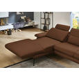 ECKSOFA in Echtleder Hellbraun  180/310 cm  - Hellbraun/Schwarz, Design, Leder/Metall (180/310cm) - Dieter Knoll