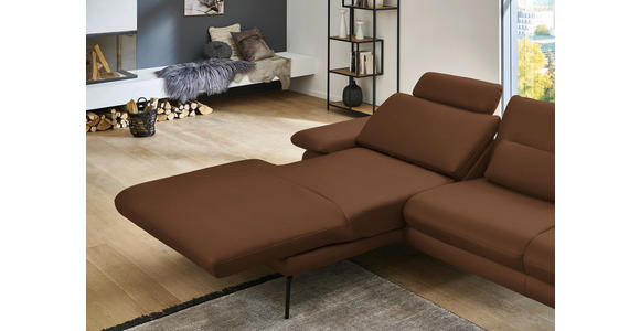 ECKSOFA in Echtleder Hellbraun 180/310 cm - Hellbraun/Schwarz, Design, Leder/Metall (180/310cm) - Dieter Knoll