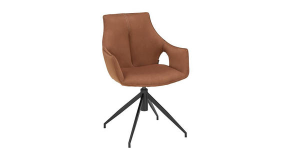 Armlehnstuhl drehbar Mikrofaser Braun, Schwarz - Schwarz/Braun, Design, Textil/Metall (59/87/61cm) - Novel