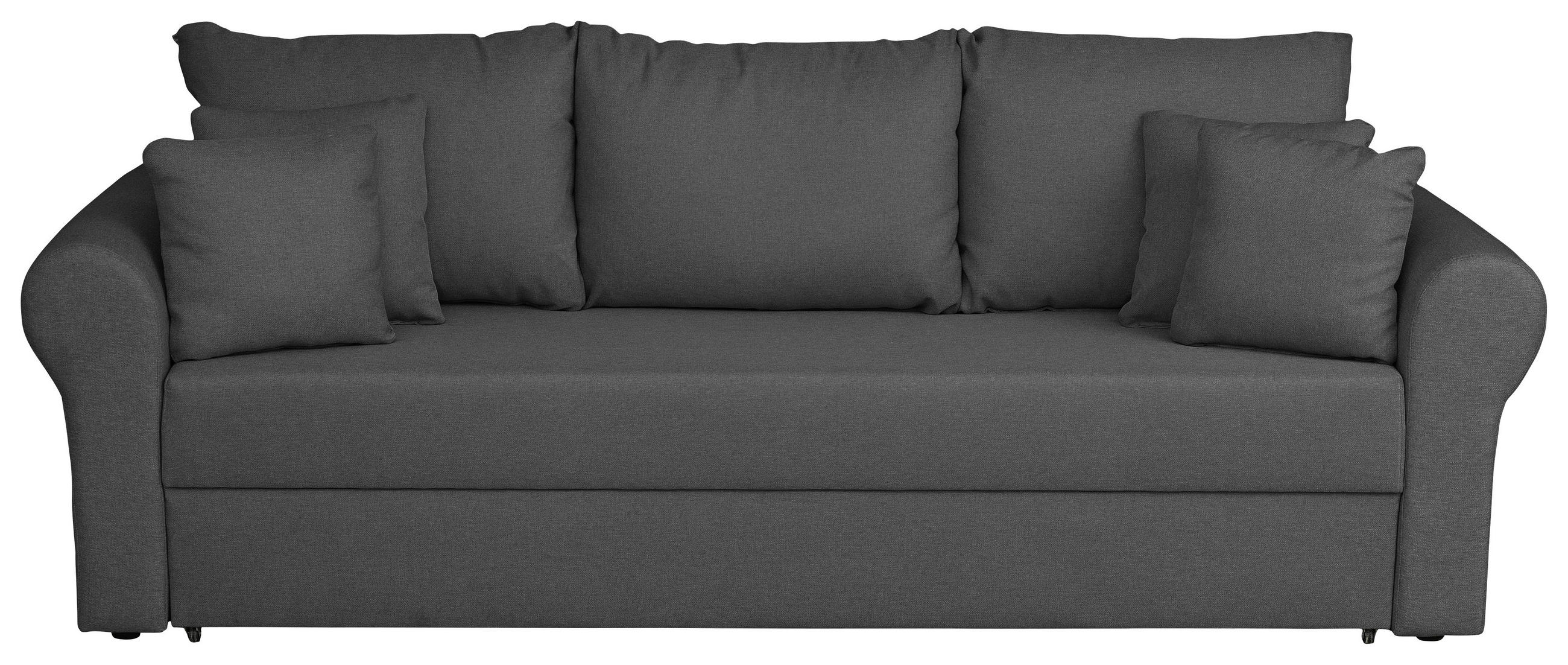 SCHLAFSOFA in Flachgewebe Grau  - Schwarz/Grau, Design, Kunststoff/Textil (235/75/90cm) - P & B