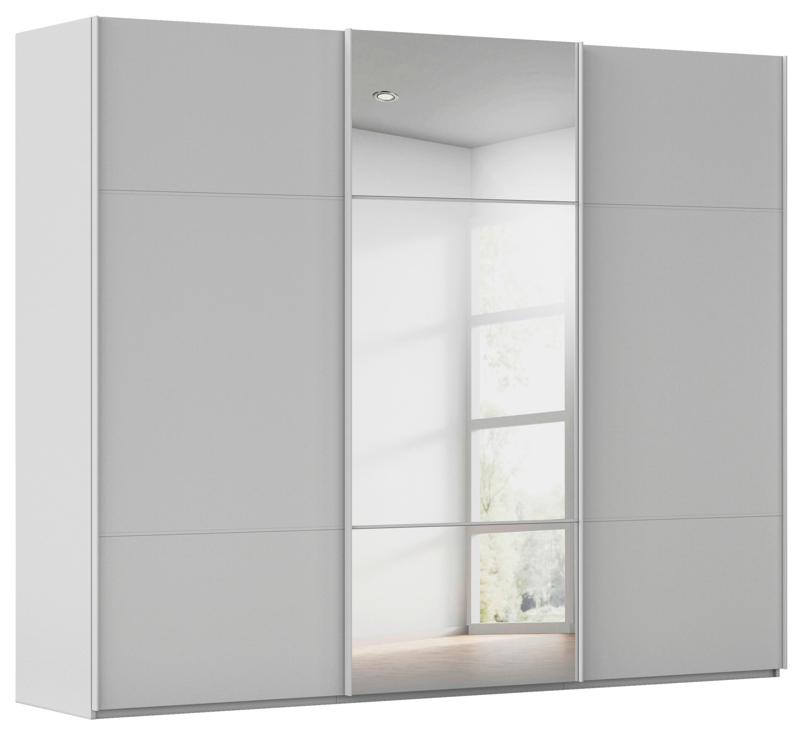 SCHWEBETÜRENSCHRANK in Grau  - Grau, Konventionell, Glas/Holzwerkstoff (301/223/68cm) - Novel