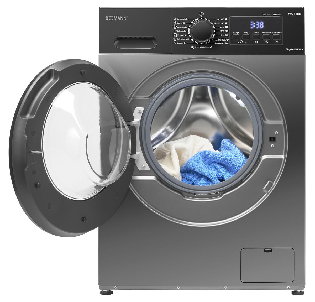 WASCHMASCHINE WA 7188  - Titanfarben, Trend, Metall (59,5/85,0/48,0cm) - Bomann