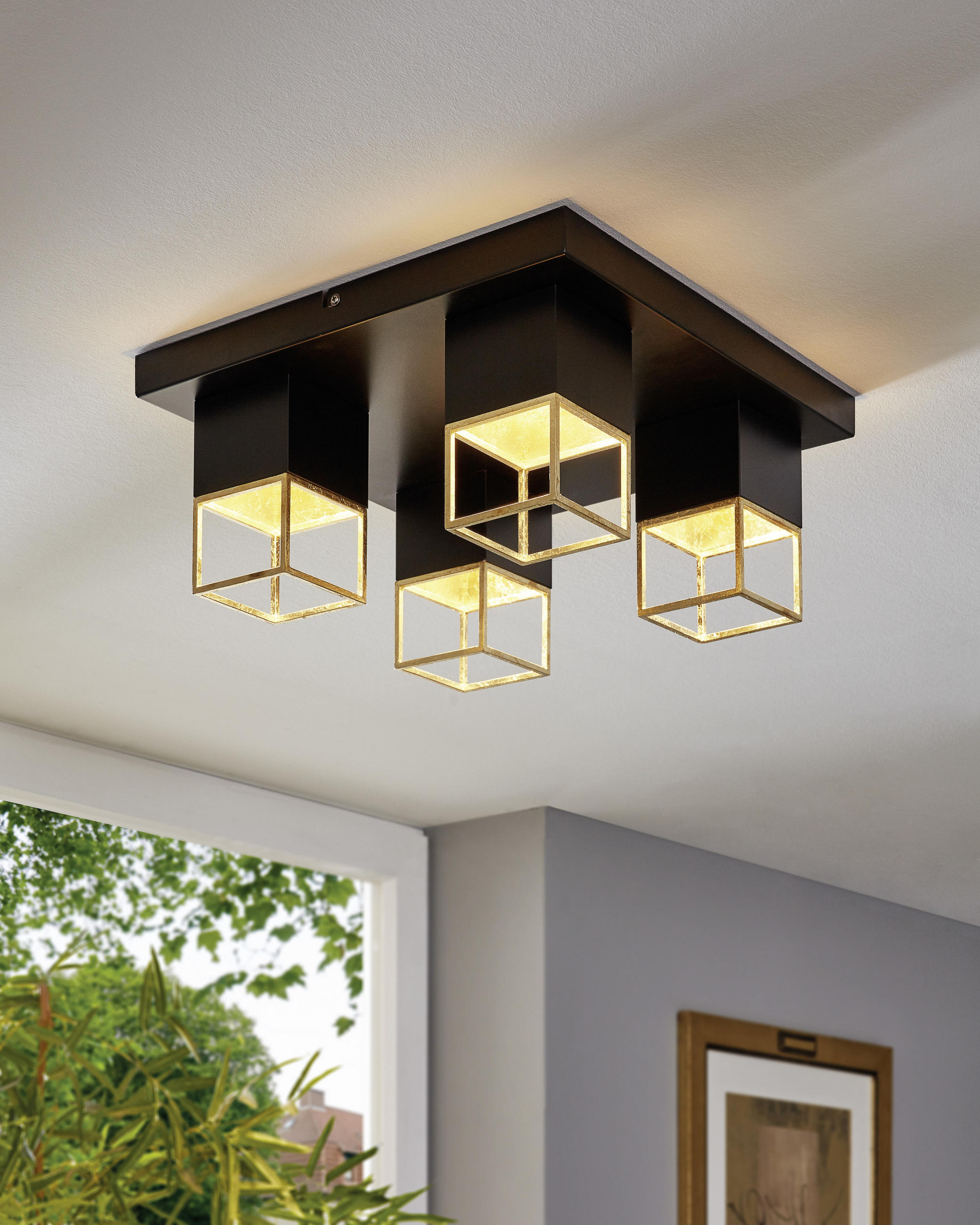 LED-DECKENLEUCHTE Montebaldo - Goldfarben/Schwarz, LIFESTYLE, Metall (38/38/17cm) - Eglo