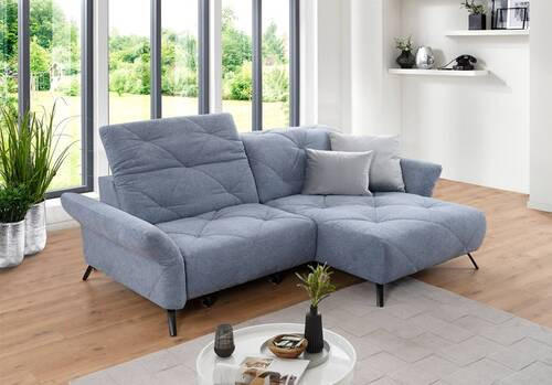 ECKSOFA in Webstoff Blau  - Blau/Schwarz, Design, Textil/Metall (244/173cm) - Moderano