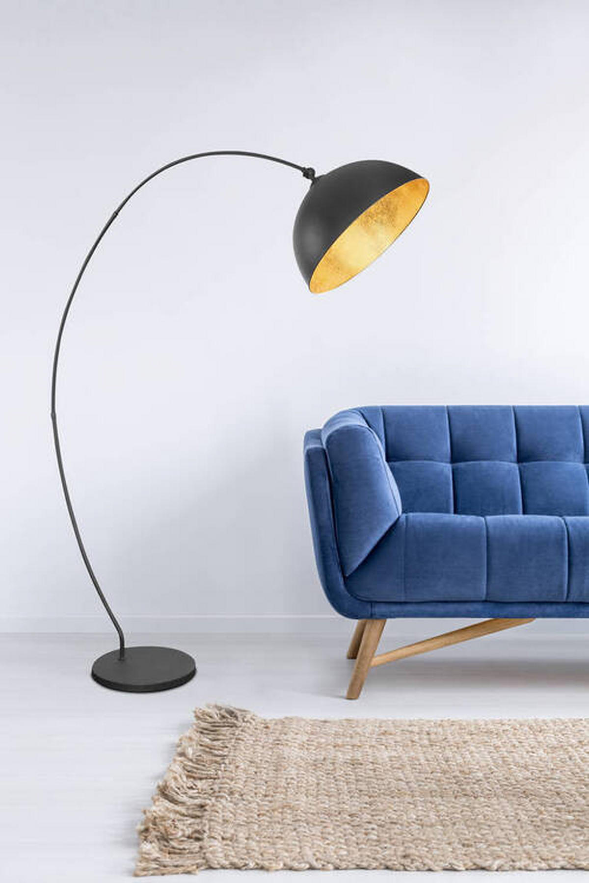 BOGENLEUCHTE - Goldfarben/Schwarz, Design, Metall (115/45/182cm) - Globo