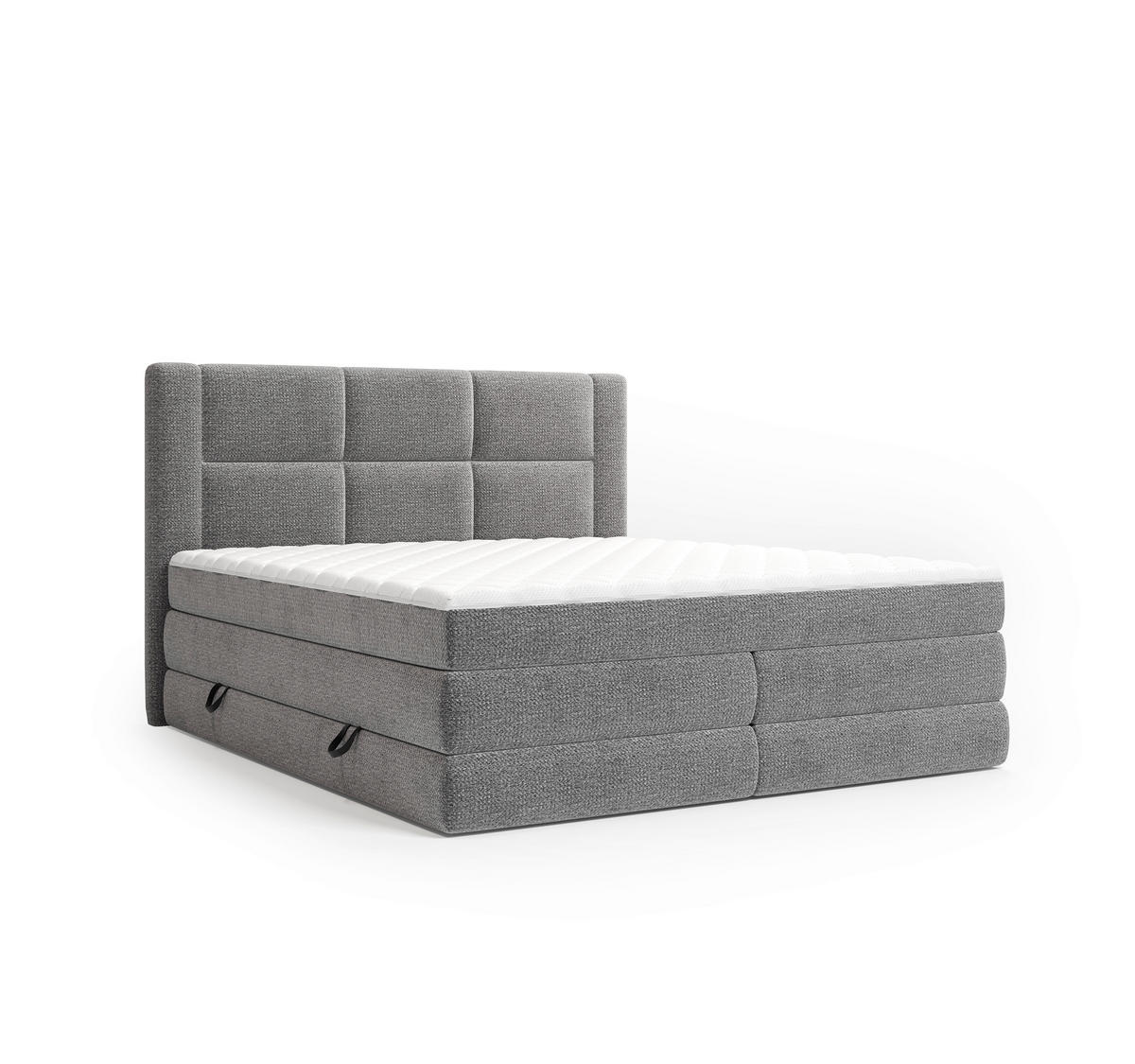 BOXSPRINGBETT 180/200 cm,  in Graphitfarben, gepolstertes Kopfteil, Bettkasten, Topper, Wendematratze mit unterschiedlichen Härtegraden, H2 + H3 = mittel + fest  - Schwarz/Graphitfarben, Design, Kunststoff/Textil (180/200cm) - Esposa