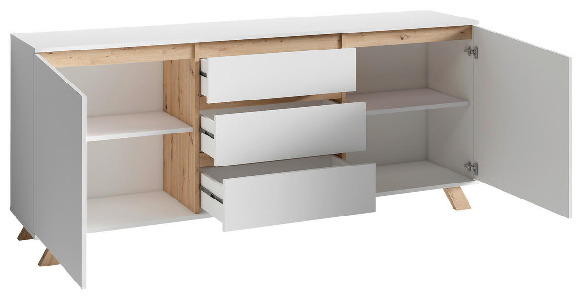 SIDEBOARD Valentin  in 180/76/38 cm  - Weiß/Eiche Artisan, MODERN, Holzwerkstoff (180/76/38cm) - MID.YOU