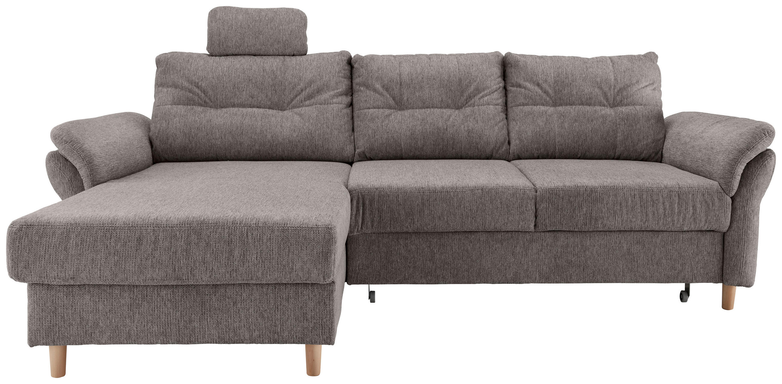ECKSOFA in Chenille Graubraun  - Graubraun/Naturfarben, MODERN, Holz/Textil (176/250cm) - Livetastic