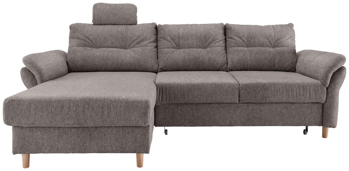 ECKSOFA in Chenille Graubraun  - Graubraun/Naturfarben, Modern, Holz/Textil (176/250cm) - Livetastic